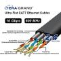 Tera Grand - 3FT - CAT7 10 Gigabit Ethernet Ultra Flat Patch Cable for Modem Router LAN Network - Braided Jacket, Gold Plated Shielded RJ45 Connectors, Faster Than CAT6a CAT6 CAT5e, Black & White