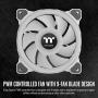 Thermaltake Riing Quad 120mm 16.8 Million RGB Color (Alexa, Razer Chroma) Software Enabled 4 Light Rings 54 LED 9 Blades Hydraulic Bearing White Case/Radiator Fan, Single Pack, CL-F100-PL12SW-C