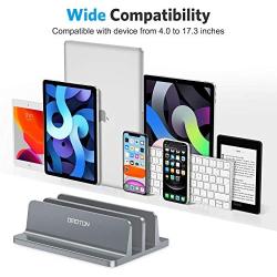 [Updated Dock Version] Vertical Laptop Stand, OMOTON Double Desktop Stand Holder with Adjustable Dock (Up to 17.3 inch), Fits All MacBook/Surface/Samsung/HP/Dell/Chrome Book (Grey)