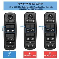 Front Driver Side Power Master Window Switch Compatible for 2009-2012 Dodge Ram 1500 2500 3500 Replace # 4602863AD 4602863AB 4602863AC