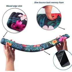 BRILA Memory Foam Mouse & Keyboard Wrist Rest Support Pad Cushion Set for Computer, Laptop, Office Work, PC Gaming - Massage Holes Design - Easy Typing Wrist Pain Relief (Floral Leaves)