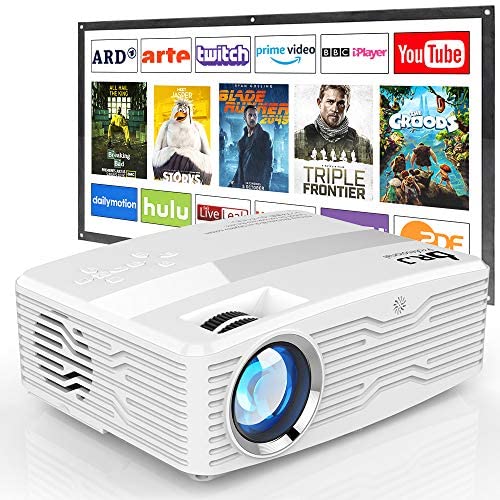 [Full HD Native 1080P Projector with 100Inch Projector Screen] 7500Lumens LCD Projector Full HD Projector Max 300'' Display, Compatible with TV Stick, HDMI, AV VGA, PS4, Smartphone for Outdoor Movies