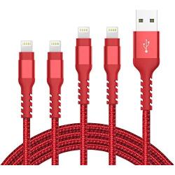 Boreguse Lightning Cable 4Pack [2x3Ft 2x6Ft] MFi Certified Nylon Braided Charger Cable for iPhone Xs Max, XR, X, 8, 7 Plus, 6, 6s, 6 Plus, 5, 5c, 5s, SE(Red)