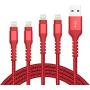 Boreguse Lightning Cable 4Pack [2x3Ft 2x6Ft] MFi Certified Nylon Braided Charger Cable for iPhone Xs Max, XR, X, 8, 7 Plus, 6, 6s, 6 Plus, 5, 5c, 5s, SE(Red)