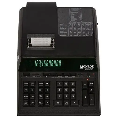 Monroe Calculator UltimateX Printing Calculator/Adding Machine with Tape, 10-Key, Reprinting and Editing Capabilities for Desk in Black