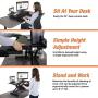 Victor DCX610 Height Adjustable Compact Standing Desk| Black| 33” Wide Sit-Stand Dual Monitor Desk and Laptop Riser Workstation| Compatible with Most Monitor Arms