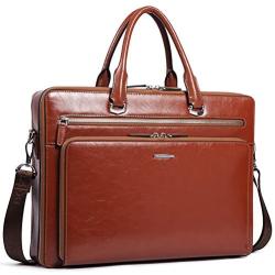 BOSTANTEN Leather Briefcase Shoulder 15.6 ''Laptop Business Vintage Slim Messenger Bags for Men & Women Brown