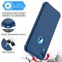 ORETECH Designed for iPhone XR Case, with[2 x Tempered Glass Screen Protector] 360 Full Body Shockproof Anti Scratch Protection Cover Hard PC Soft Rubber Silicone Case for iPhone XR 6.1 2018 Blue