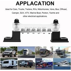 PSEQT 6 Way Bus Bar Terminal Block with Cover & Connectors 150A Ground Power Distribution for Car Boat Trailer RV (1Pcs)