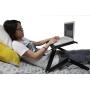 WorkEZ Cool Adjustable Laptop Cooling Stand & Lap Desk Tray for Bed Couch with 2 Fans 3 USB Ports Mouse Pad. Ergonomic Aluminum Height tilt Angle MacBook Riser Portable Standing Desk Converter,Black
