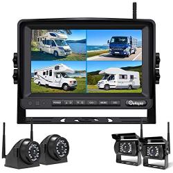 Wireless Backup Camera DVR for RV Truck Trailer Pickup with Monitor Back up Camera Reverse Rear Side View Reversing Stable Signal 1080P Observation System 4 Split with Recording Function eRapta EWX4