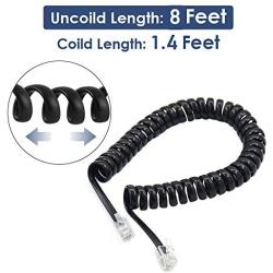 4 Pack Phone Cord Landline 8Ft Uncoiled/1.4Ft Coiled Landline Telephone Handset Cord Line Cable RJ9 4P4C Telephone Accessory Black