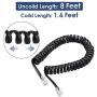 4 Pack Phone Cord Landline 8Ft Uncoiled/1.4Ft Coiled Landline Telephone Handset Cord Line Cable RJ9 4P4C Telephone Accessory Black