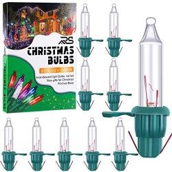 Ruisita Mini Christmas 2.5 Volt Replacement Light Bulbs with Base, 170 Ma, 0.42 Watt for Christmas Trees Decorative Light (60, Clear and Green)