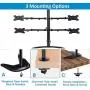 FORGING MOUNT Quad Monitor Stand Mount,Free Standing Desk Stand Fully Adjustable Monitor Arm Mount Holds 4 Screens up to 30 Inches,VESA 75 100,Each Arm Holds up to 22lbs,with C-Clamp and Grommet Base