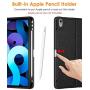 DTTO Case for iPad Air 4 2020, iPad 10.9 Case, Double-fold Folio Stand Shockproof TPU Back Cover with Built-in Apple Pencil Holder - Auto Wake/Sleep and Multiple Viewing Angles, Dark Black