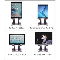 Tablet Stand,KABCON Adjustable Aluminum Tablets(7-13.5 inch) Holder for iPad 2017/2018,iPad Pro,Surface Pro Surface Pro 3 4,FIRD HD 10,Samsung Galaxy Tab E,ASUS Transformer with a Carry Bag-Space Grey