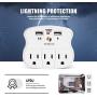 VERSAF Wall Outlet Adapter Surge Protector -2 USB Wall Charger Ports, 3 Plug Outlet Expanders,Slide Out Device Cradle,Protection Indicator Light,Compatible with Rechargeable Electronics,ETL Certified
