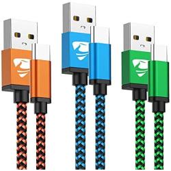 Type C Cable Fast USB C Charging 6FT 3Pack Power Cord Braided Phone Charger for Samsung Galaxy A10e A11 A20 A21 A51 A50 A71 A01 S10 S21 S20 FE Note 20, Moto G Power Stylus G7 G6 Z4, LG K51 Stylo4 5 6