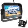 Fookoo 1080P Wireless Backup Camera System Kit with Recording, 7'' HD Split Monitor with Touch Button & IP69 Waterproof Rear View Camera, Digital Signal, Parking Lines for RV/Truck/Trailer/Van(DW701)