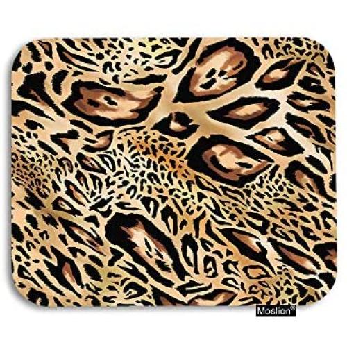 Moslion Leopard Mouse Pad Nature Wildlife Animal Tiger Skin Black Brown Fur Feather Gaming Mouse Pad Rubber Large Mousepad for Computer Desk Laptop Happy Fathers Day 7.9x9.5 Inch