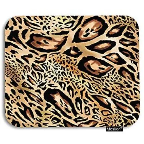 Moslion Leopard Mouse Pad Nature Wildlife Animal Tiger Skin Black Brown Fur Feather Gaming Mouse Pad Rubber Large Mousepad for Computer Desk Laptop Happy Fathers Day 7.9x9.5 Inch