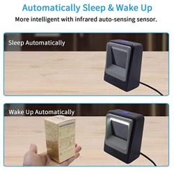 Handsfree 2D 1D Barcode Scanner,Alacrity QR Omnidirectional Desktop Bar Code Reader Scanner, Capture Barcodes from Mobile Phone Screen, Black