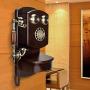 HWZSZSH Ancient Wooden Wall-Mounted Telephone Vintage Rotary Dial Retro Wired Telephone Fixed-line Landline Rotary dial Version