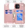 Arae Replacement for iPhone 12 Case and iPhone 12 Pro Case - Wallet Cover with PU Leather Card Holder - Rose Gold