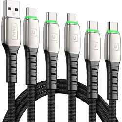 INIU USB C Cable, 【5 Pack 3.1A】Quick QC3.0 Fast Charging USB Type C Cable, (1.6+3.3+3.3+6.6+6.6ft) Nylon Phone Charger USB-C Cables for Samsung Galaxy S20 S10 S9 S8 Plus Note 10 9 LG Google Pixel etc