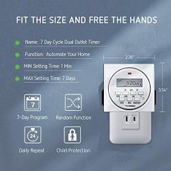 VIVOSUN 7 Day Programmable Digital Timer Switch with 2 Outlets - Accurate & Stable, UL Listed 1-Pack