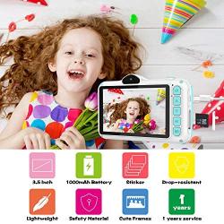 WOWGO Kids Digital Camera - 12MP Childrens Selfie Camera with 3.5 Inches Large Screen for Boys and Girls,1080P Rechargeable Electronic Camera with 32GB TF Card