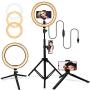 Belifu 10'' Selfie Ring Light with Adjustable Tripod Stand, 3 Modes 10 Brightness Levels, LED Ring Light with Phone Holder for Vlogs, Live Stream, Phone,YouTube,Self-Portrait Shooting