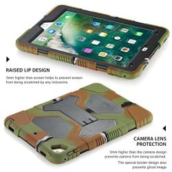 New iPad 9.7 2018 / 2017 Case, KIDSPR Lightweight Shockproof Rugged Cover with Stand Protective Full Body Rugged for Kids for New iPad 9.7 inch 2018/2017 (6th Gen, 5th Gen) (Army/Black)