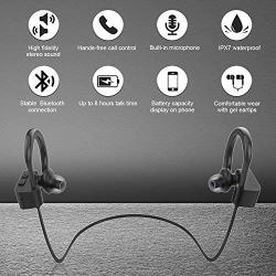 LETSCOM Bluetooth Headphones V5.0 IPX7 Waterproof, Wireless Sport Earphones, HiFi Bass Stereo Sweatproof Earbuds W/Mic, Noise Cancelling Headset for Workout, Running, Gym, 8 Hours Play time