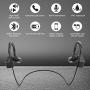 LETSCOM Bluetooth Headphones V5.0 IPX7 Waterproof, Wireless Sport Earphones, HiFi Bass Stereo Sweatproof Earbuds W/Mic, Noise Cancelling Headset for Workout, Running, Gym, 8 Hours Play time