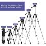 UBeesize 60-inch Camera Tripod, 5kg/11lb Load TR60 Load Portable Lightweight Aluminum Travel Tripod with Carry Bag & Bluetooth Remote, for DSLR Cameras Compatible with iPhone & Android Phone (Silver)