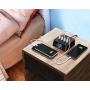 Electronic Alarm Clock Charger Power Strip Surge Protector, 4 USB Ports 2 Outlets 6FT Power Cord Charging Station for Bedside,Home,Hotel,Office (Adjustable Brightness, ON/Off Switch,DST Time)