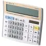 Electronic Desktop Calculator with 12-digit Large Display, Solar and Button Dattery Dual Power Standard 12-Digit Big Display Handheld Function Desktop Calculator (White Gold)