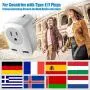 Europe Travel Adapter, European Plug Adapter for America to France/Germany/Italy/Finland/Greece/Iceland, International Power Adaptor 2 USB & 1 US Outlet to Charge iPhone iPad Laptop (Schuko Type E/F)