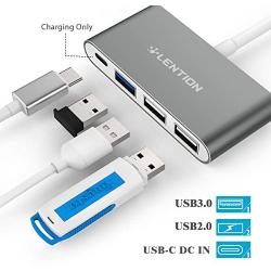 LENTION 4-in-1 USB-C Hub with Type C, USB 3.0, USB 2.0 Compatible 2020-2016 MacBook Pro 13/15/16, New Mac Air/Surface, ChromeBook, More, Multiport Charging & Connecting Adapter (CB-C13, Space Gray)