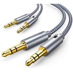 2 Pack AUX Cable, Oldboytech Auxiliary Cable [4ft/1.2M, Hi-Fi Sound] 3.5mm Nylon Braided AUX Cord for Car Compatible with Stereos, Speaker, iPod iPad, Headphones and More(Grey)