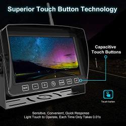 Fookoo 1080P Wireless Backup Camera System with Recording, 7'' HD Split Screen Monitor with Touch Button IP69 Waterproof Rear View Camera Digital Signal Parking Lines for RV/Truck/Trailer/Van