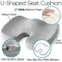 U-Shaped Memory Foam Seat Cushion for Office Chair, Car Seat, Computer and Desk Chairs. Office Chair Cushion for Coccyx, Sciatica, Back, Tailbone Pain Relief. Coccyx Seat Cushion for Back Pain. Gray U-Shaped Memory Foam Seat Cushion for Office Chair, Car Seat, Computer and Desk Chairs. Office Chair Cushion for Coccyx, Sciatica, Back, Tailbone Pain Relief. Coccyx Seat Cushion for Back Pain. Gray