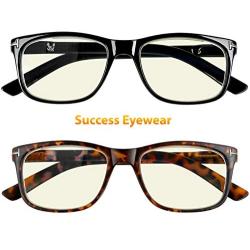 Computer Glasses Set of 2 Anti Glare Anti Reflection Stylish Comfortable Spring Hinge Frames for Men and Women