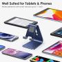 Upgraded Aluminum Cell Phone Stand, OMOTON C1 Durable Cellphone Dock with Protective Pads, Smart Stand Designed for iPhone 11 Pro Max XR XS 8 Plus 7 SE, iPad Mini, Android Phones, Navy Blue