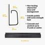 J Channel Desk Cable Organizer by SimpleCord – 5 Black Raceway Channels - Cord Cover Management Kit for Desks, Offices, and Kitchens
