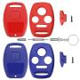 Cutting Not Required - 2 Replacement Key Fob Keyless Entry Remote Shell Case for Honda 2003-2012 Accord /2009-2015 Pilot/ 2006-2013 Civic EX/ 2005-2006 CR-V Car Key Fob Cover (3+1 Button, Red+Blue)