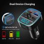 Nulaxy Bluetooth FM Transmitter for Car, QC3.0 & 7 Colors LED Backlit Car Radio Bluetooth Adapter Music Player Hands Free Car Kit with SD Card Slot, Supports USB Flash Drive - NX10 (Black)