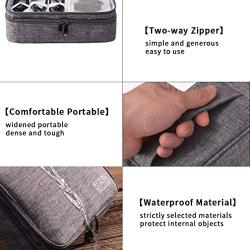 Uzsoeey Electronics Accessories Travel Organizer Bag - Waterproof Portable Double Layer Cable Storage Bag for Charger, Phone, Mini Tablet, SD Card, Gray